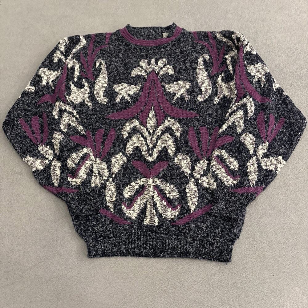 Vintage Zeppelin 90s Sweater Sz L Ecclectic Grandapa Geometric Abstract Knit